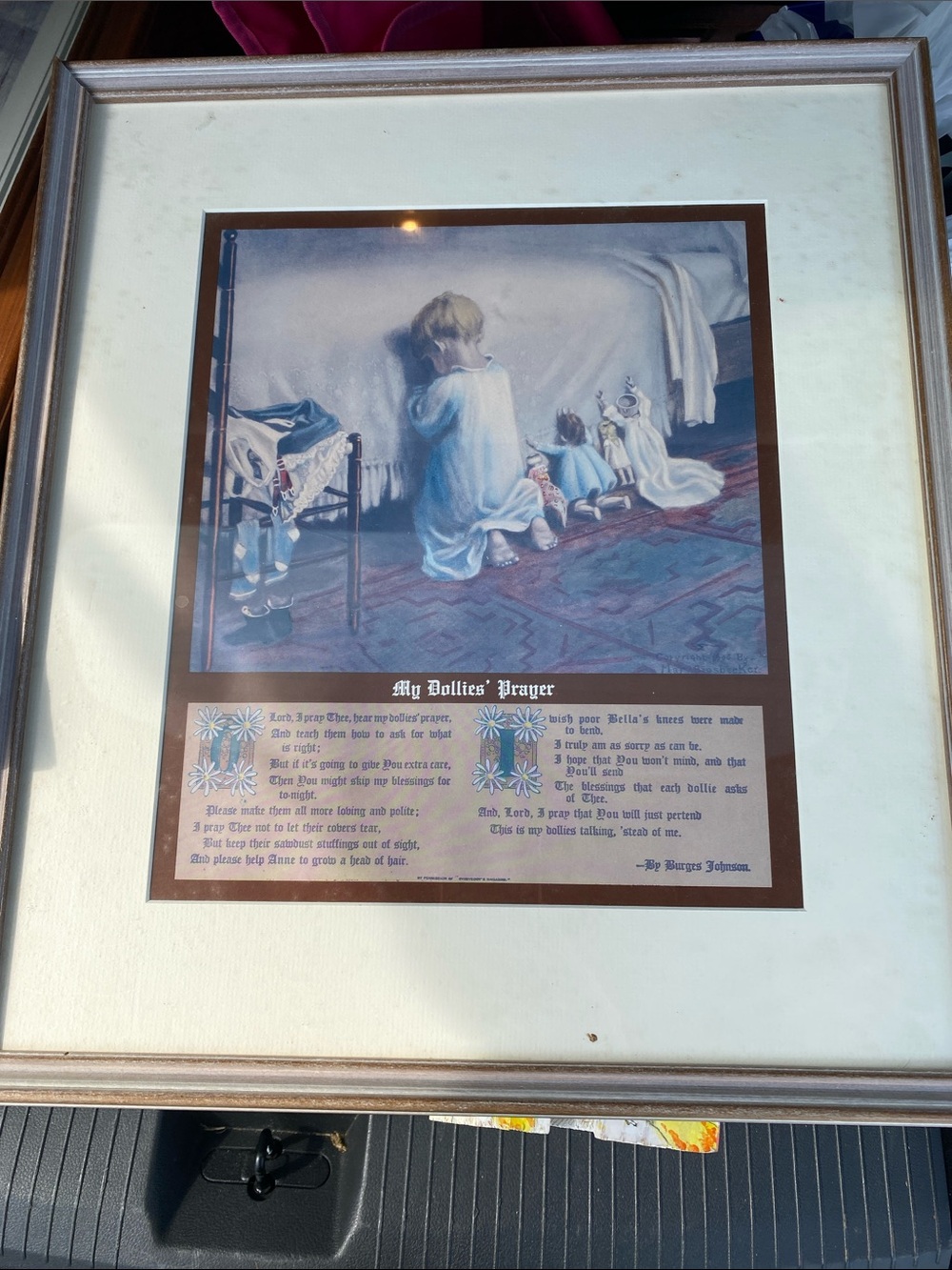 Framed 'My Dollies' Prayer' Wall Art - Blue and Cream